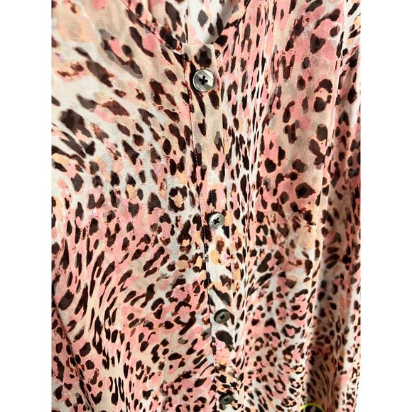 CAbi beguile button up sheer sleeveless v neck tunic top animal print size S - Picture 4 of 6